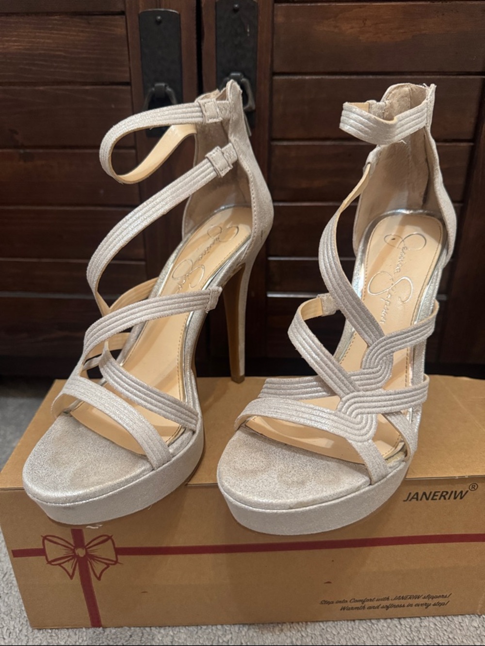 Jessica Simpson Silver Strappy Platform Heels